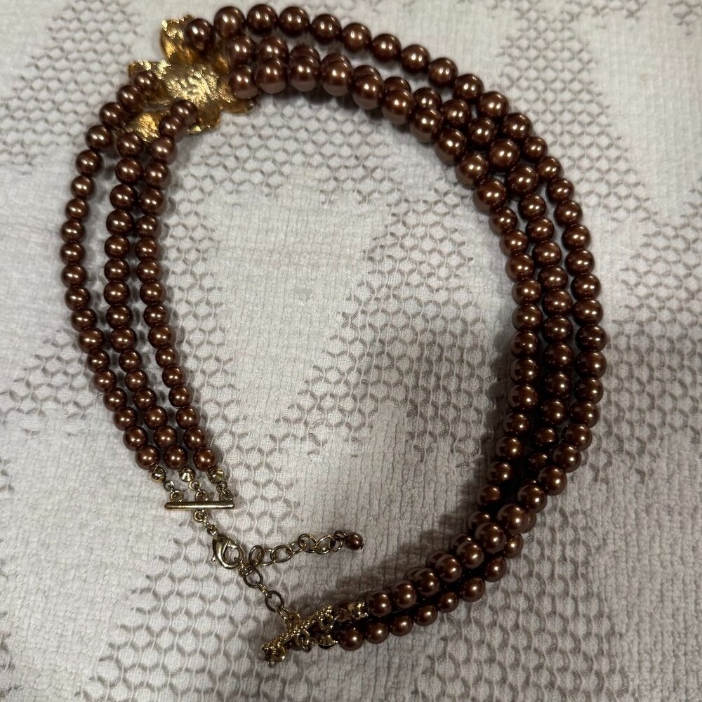 Vintage Beaded Necklace With Flower - Picture 4 of 6